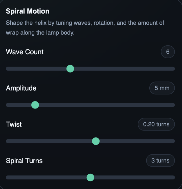 Spiral motion controls